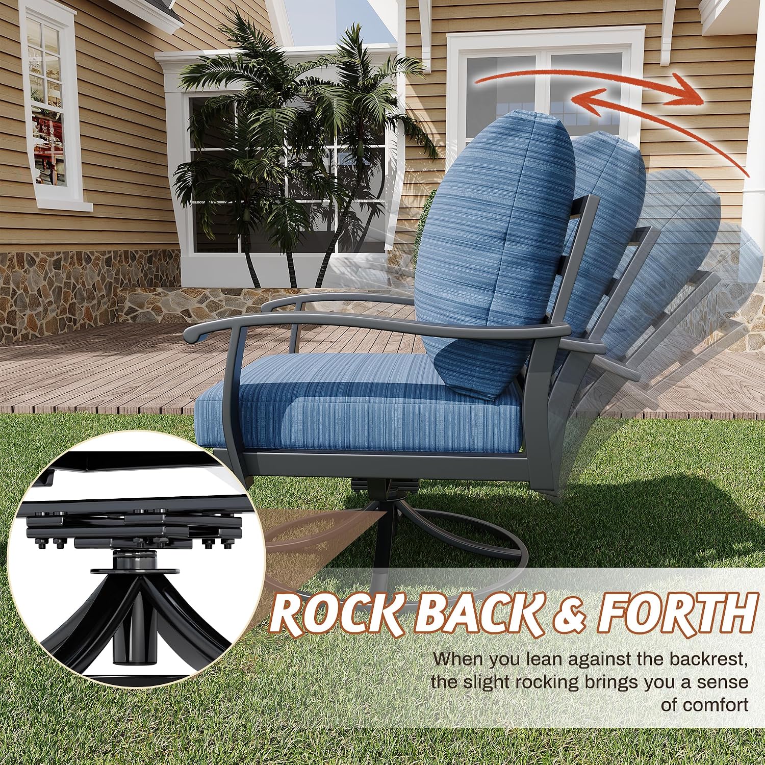 Swivel Rocking Metal Patio Sofa Table Set