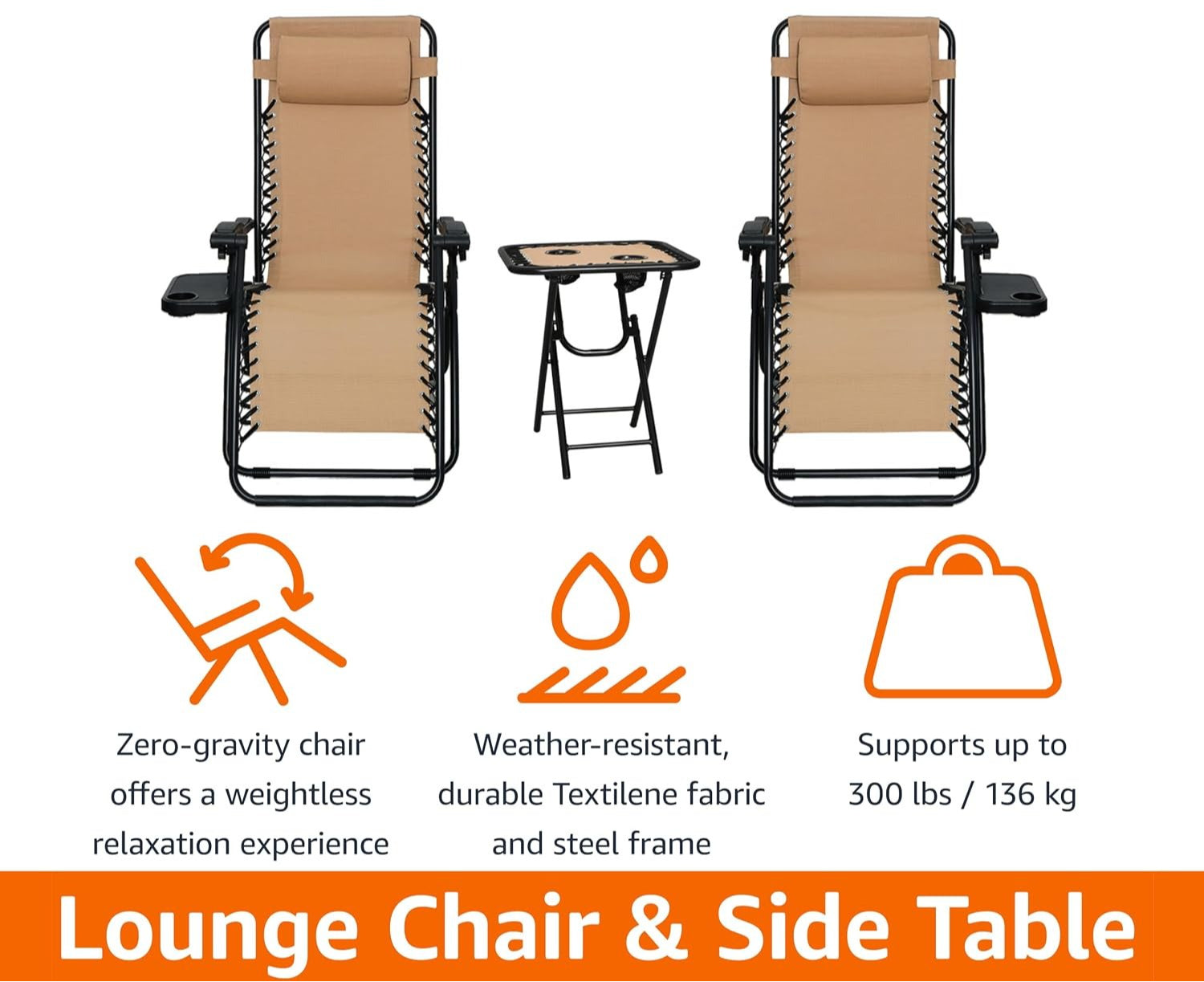2-Pack Zero Gravity Outdoor Lounge Chair